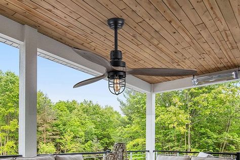 Outdoor Ceiling Fans Covered Patios, Outside Ceiling Fans, Best Outdoor Ceiling Fans, Patio Ceiling Ideas, Ceiling Fan Cover, Patio Fan, Ceiling Fan Installation, Outdoor Covered Patio, Exterior Ceiling Fans