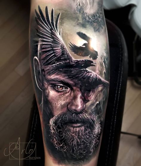 Arlo Tattoo, World Famous Tattoo, Arte Viking, Vikings Tattoo, World Famous Tattoo Ink, 100 Tattoo, Raven Tattoo, Geniale Tattoos, World Tattoo