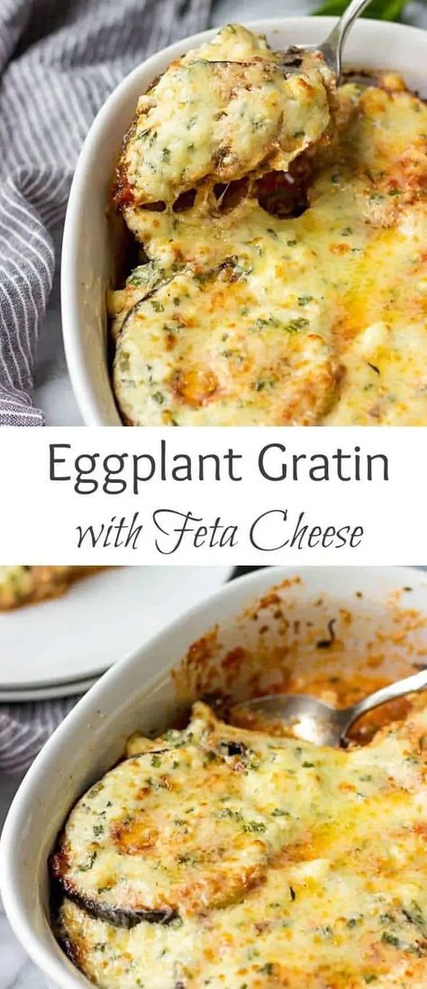 Well And Good Recipes, White Eggplant Recipes, Creamy Feta Sauce, Eggplant Gratin, Best Eggplant Recipe, Feta Sauce, Healthy Eggplant, Eggplant Recipes Easy, Creamy Feta