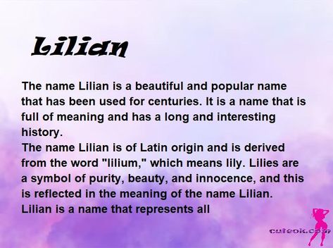 meaning of the name "Lilian" meaning of the name Lilian, meaning of my name, spiritual meaning of my name Lilian Name Meaning, Lillian Name Meaning, Madison Meaning, Aaliyah Meaning, Naomi Meaning, Laurel Meaning, Aurora Meaning, Eden Meaning, Faith Meaning