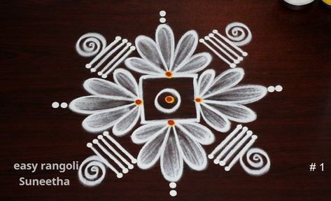 Small Simple Rangoli Designs, Small Rangoli Design For Daily, Aipan Design, Lakshmi Rangoli, Small Free Hand Rangoli, Simple Muggulu Designs, Muggulu Design Simple, Design Muggulu, Margali Kolam