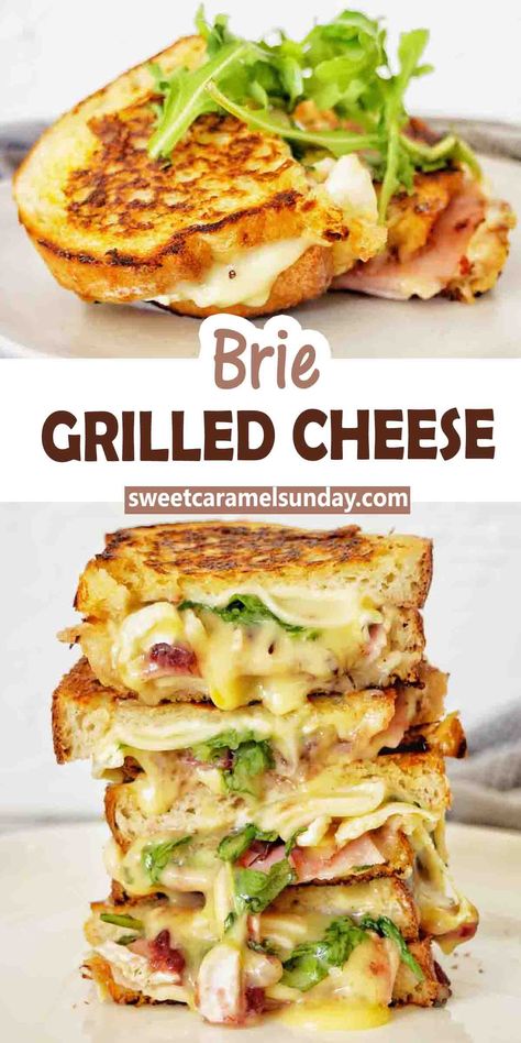 Brie Sandwich Recipes, Sourdough Sandwich Recipes, Grilled Cheese Recipes Gourmet, Brie Grilled Cheese, Brie Cheese Recipes, Cheese Dreams, Fancy Grilled Cheese, Salad For Dinner, Gourmet Grilled Cheese