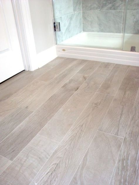 We have been loving the look of porcelain tiles that look like wide plank distressed wood for a while now.  We are excited to finally be working on a project to use this product.  It's the perfect app Faux Wood Tiles, Wood Tile Floors, Wood Look Tile, Bathroom Floor Tiles, Bedroom Refresh, Bath Remodel, Wood Tile, Decor Minimalist, Wood Flooring