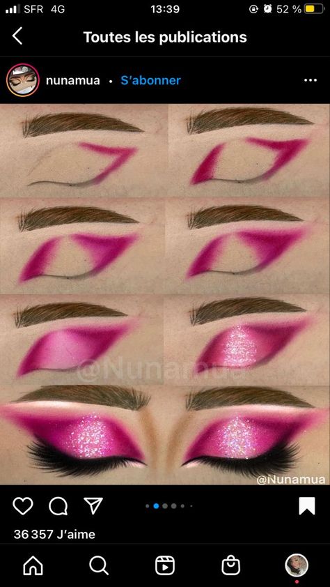 Cute Neutral Eyeshadow Looks, Pink Drag Eye Makeup, Eye Shadow Inspirations, Fun Birthday Makeup Looks, Eyeshadow Looks Color, Nicki Minaj Concert Makeup Looks, Colorful Prom Makeup, Drag Makeup Inspiration, Pink Black Eyeshadow