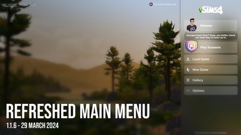 Refreshed Main Menu - v1.1.6 [PUBLIC RELEASE] | Patreon Sims 4 Loading Screen Updated, Ts4 Main Menu Override, Sims Main Menu Override, Refreshed Main Menu Sims 4, Sims 4 Main Menu Mod, Sims 4 Opening Screen Override, Sims 4 Menu Cc, Sims 4 Cc Main Menu Screen, Sims 4 Autumn Loading Screen