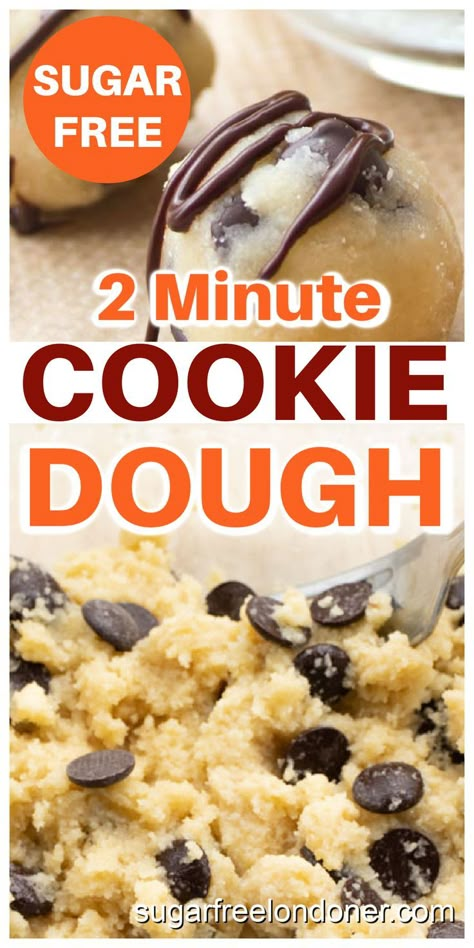 You'll love this sugar free cookie dough recipe! It's an absolutely guilt-free edible dough that contains no eggs and is ready in one minute. A perfect low carb and keto friendly treat. 🌟 WHY YOU'LL LOVE THIS RECIPE ready in ONE MINUTE gluten-free indulgent and full of flavor smooth, soft and creamy texture kind of marzipan-ey, with delicious notes of vanilla stuffed with chocolate chips only 1.4 grams net carbs per cookie dough bite basically, instant pleasure. Sugar Free Cookie Dough, Chocolate Chip Dough, Cookie Dough Chocolate Chip, Edible Dough, Sugar Free Cookie, Cookie Dough Recipe, Chocolate Chips, Cookie Dough, Sugar Free