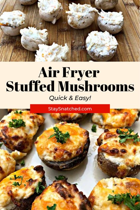 Air Fryer Stuffed Mushrooms, Air Fried Food, Air Fryer Oven Recipes, Air Fry Recipes, Easy Air Fryer, Air Fryer Dinner Recipes, Air Fryer Healthy, Air Fryer Recipes Easy, Air Fryer Recipes Healthy