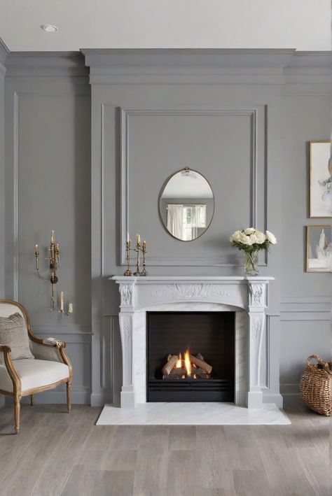 Fireplace Accent Wall Ideas Paint Colors, Colors That Go With Light French Gray Sherwin Williams, Light French Gray Living Room, Light French Gray, Light French Gray Sherwin Williams, Sw Light French Gray Coordinating Colors, Sw 0055 Light French Gray, Wherein Williams Light French Gray, Green Room Colors