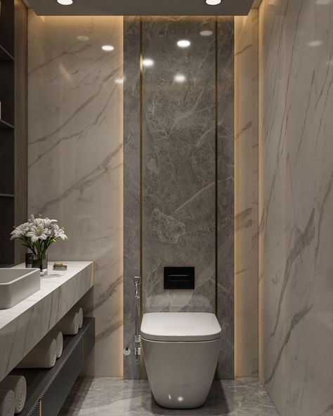 Bathroom Wc Wall Design, Bathroom Tiling Design, Modern Bathroom Interior Design Ideas, Marble Toilet Design, Tiny Toilet Ideas, Toilet Modern Design, Toilets Designs, Modern White Apartment, Luxury Toilet Design