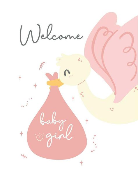 New Born Card, Welcome To Baby Girl, Welcome To The World Baby Girl, Its Baby Girl, Baby Girl Aesthetic, Welcome Home Baby Girl, Baby Album Design, Baby Shower For Girl, Newborn Congratulations