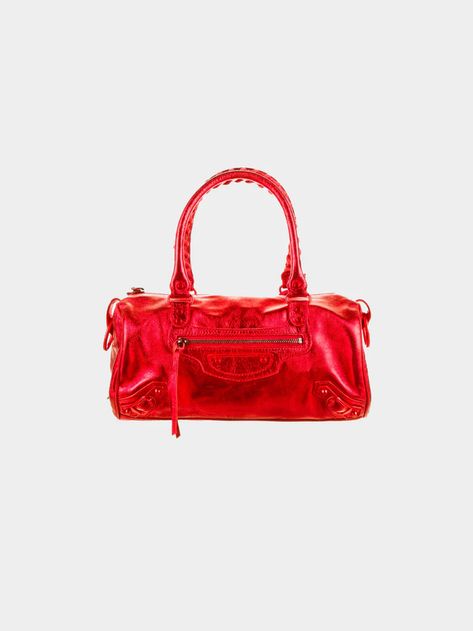 $1,950.00 Metallic Leather, Balenciaga, Shoulder Strap, Red, Leather