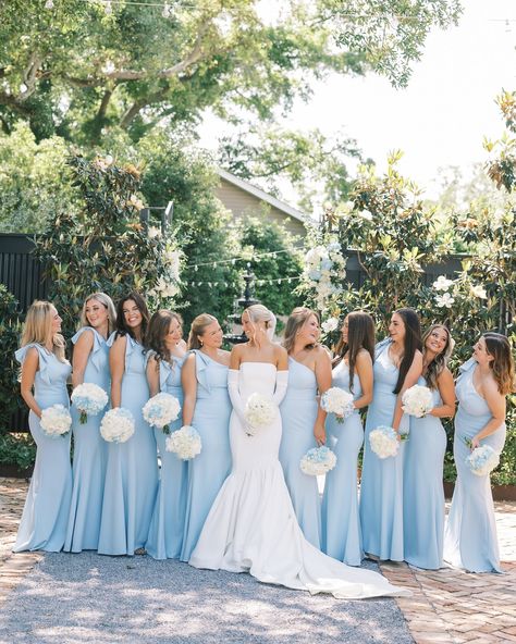 AL, TN, GA, VA Wedding Photographer | Hallie, Carter, and their precious bridal party! So much joy here. Every single bridesmaid and groomsman were asking our team if we needed… | Instagram Single Bridesmaid, Blue Willow Wedding, White Wedding Theme, Light Blue Wedding, Blue Themed Wedding, Dream Wedding Ideas Dresses, Bridesmaid Dress Colors, Wedding Bridal Party, Coastal Wedding