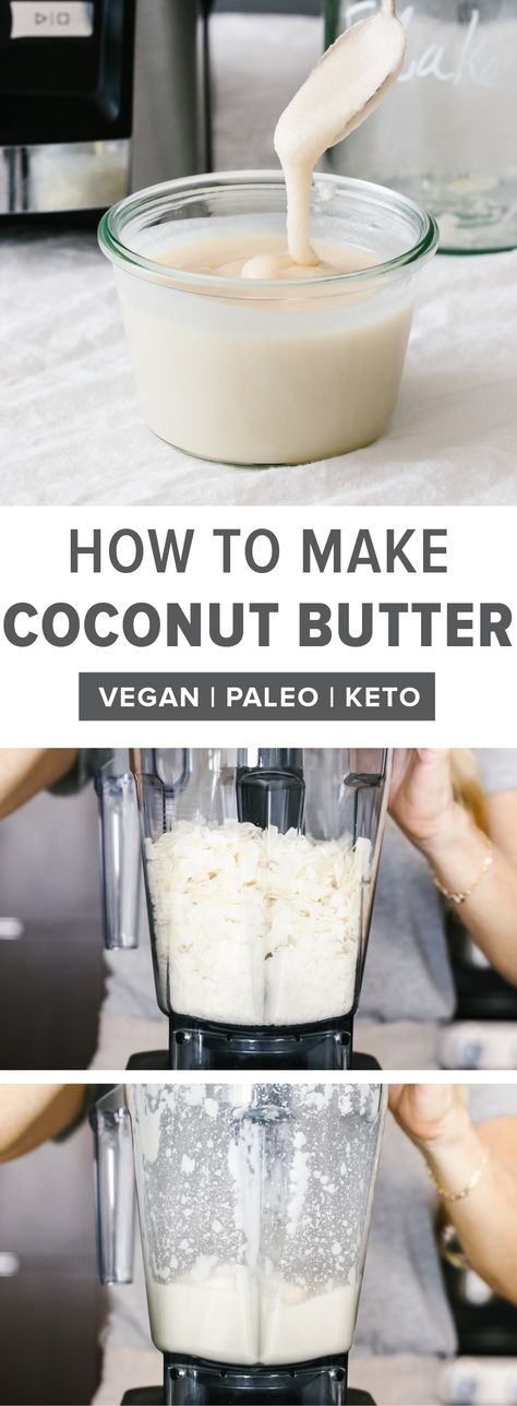 Homemade coconut butter is extremely easy to make - it only takes one ingredient and one minute in your blender! It's an easy coconut butter recipe. #coconutbutter #vitamix #vitamixrecipes #veganrecipes #ketorecipes Coconut Cream Eggs, Coconut Butter Recipes, Coconut Manna, Butter At Home, Cream Eggs, Cuisinart Food Processor, Vitamix Recipes, Paleo Vegan, Blender Recipes