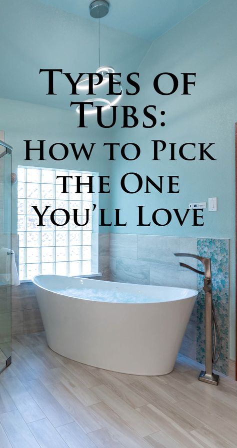 How do you select the perfect bathtub for your home? First, you need to know the types of tubs and what distinctly marks each design’s advantage. Here's everything you need to know to get started! Master Bath Tubs Ideas, Jetted Tub Bathroom Master Bath, Bath Next To Shower Ideas, Free Standing Bath Tub With Ledge, Free Standing Tub Next To Toilet, Shower To Tub Remodel, Toilet Next To Freestanding Tub, Shower And Tub Side By Side Master Bath, Clawfoot Tub Shower Combo Bathroom Ideas