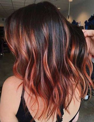 Balayage Hairstyles For Black Hair - Auburn Balayage On Black Hair Grey Balayage, Cheveux Oranges, Auburn Balayage, Rambut Brunette, Black Hair Balayage, Brown Ombre Hair, Brown Hair Balayage, Brown Balayage, Hair Red