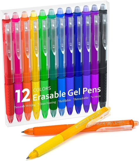 Amazon.com: Erasable Gel Pens, 12 Colors Lineon Retractable Erasable Pens Clicker, Fine Point, Make Mistakes Disappear, Assorted Color Inks for Drawing Writing Planner and Crossword Puzzles : Office Products Writing Planner, Erasable Gel Pens, Fine Point Pens, Drawing Writing, Gel Pens Set, Crossword Puzzles, Gel Ink Pens, White Gel Pen, Make Mistakes