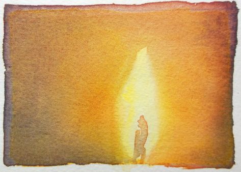 Flame Watercolor, Candle Painting Art, Fire Watercolor, Watercolor Candle, Watercolor Candles, Flame Painting, Watercolor Light, Paper Fire, Art Exploration