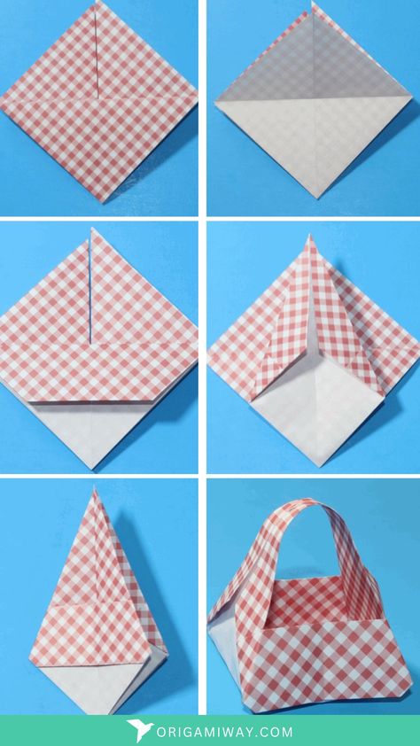 An origami basket origami Origami Rectangle Paper, Square Paper Origami, Basket Origami, Origami Basket, Square Origami, Sketchbook Spreads, Crafts To Do When Your Bored, Food Package, Cute Origami