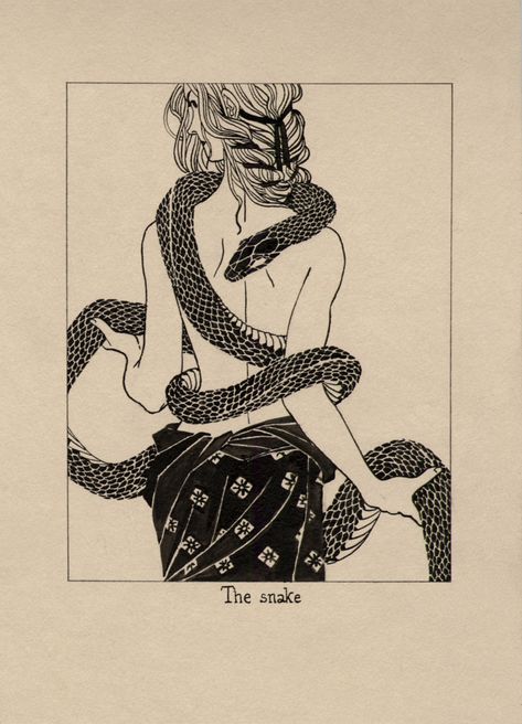 Arte Inspo, A Snake, The Snake, Art Sketchbook, Linocut, Vintage Illustration, Art Inspo, Line Art, Art Nouveau