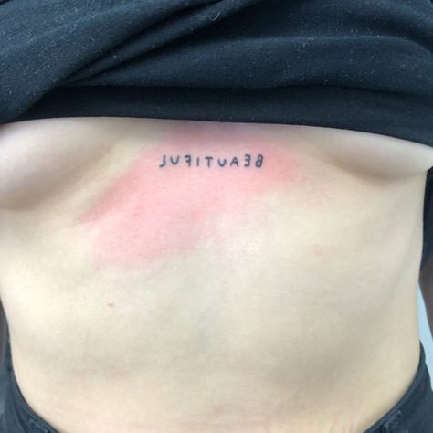 Handpoke Tattoos. Brighton. on Instagram: “Tattooed a VERY IMPORTANT BACKWARDS WORD on the STERNUM of a babe. Swipe to see how it looks in the mirror. Thank you so much @svea_tue…” Tattoo On Sternum, Word Tattoo, Word Tattoos, Look In The Mirror, Tattoo On, The Mirror, Thank You So Much, Brighton, Tattoo Quotes