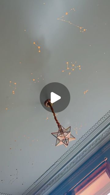 Helena Garcia on Instagram: "My celestial ceiling was inspired by many old libraries across Europe, but rather than the traditional midnight blue, I chose a dusky blue as the wall panelling I fitted was already going to darken the room ✨ 
I waste a lot of working hours looking up from my desk! 

#interiors #interiordesign #darkinteriors #periodhome #periodhomerenovation #victorianhouse #victorianhouserenovation #harrypotter" Dark Academia Ceiling, Celestial Blue, Victorian Celestial, Blue Dark Academia Bedroom, Blue Dark Academia Room, Blue Ceiling, Blue Ceiling With Stars, Celestial Ceiling, Dark Blue Ceiling With Stars