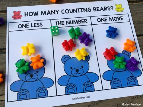 Counting Bears One More One Less Number Mats One More One Less, Bears Preschool, Maths Eyfs, Eyfs Maths, Counting Bears, Numeracy Activities, Eyfs Activities, Math Groups, Math Intervention