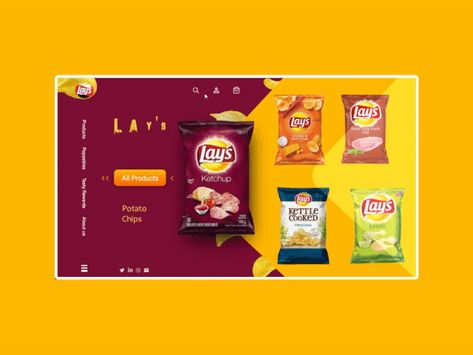 Potato Chips (Lay's)Website Design (Webdesign Animation) by karim saif Chips Website Design, Animation Tips, Catalogue Layout, Black Paper Drawing, Motion Design Video, Web Ui Design, Universal Language, Design Video, App Design Inspiration