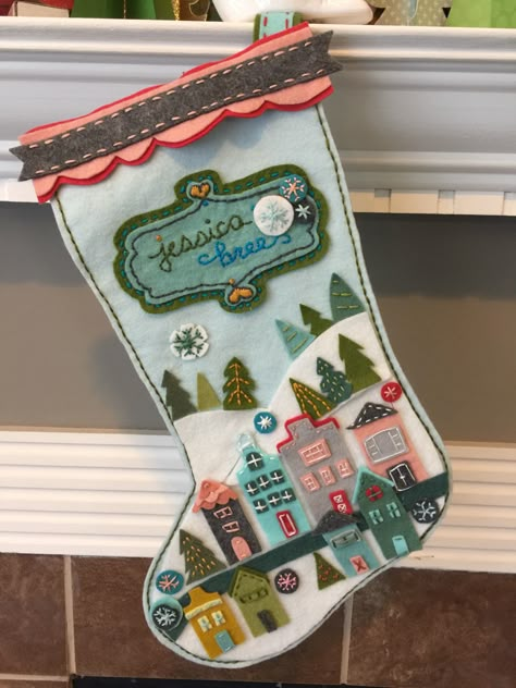 Diy Felt Christmas Stocking Free Pattern, Embellished Christmas Stocking, Homemade Felt Stocking, Nutcracker Christmas Stocking, Diy Embroidered Stocking, Painted Stockings Ideas, Felt Stocking Ideas, Diy Felt Stocking, Felt Christmas Stockings Ideas