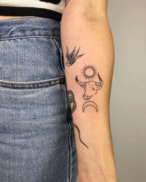 Earth Queen, Taurus Bull Tattoos, Stick Poke Tattoo, Bull Tattoos, Taurus Tattoos, Spending Time With You, Inspiration Tattoos, Poke Tattoo, Dainty Tattoos