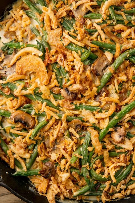 Barefoot Contessa Green Bean Casserole - Delish Sides Best Green Bean Casserole, Classic Green Bean Casserole, Vegan Green Bean Casserole, Greenbean Casserole Recipe, French Fried Onions, Tofu Scramble, Smitten Kitchen, Nyt Cooking, Fresh Green Beans