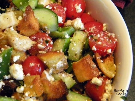 Greek Panzanella Salad, Panzanella Recipe, Ina Garten Recipes, Panzanella Salad, Bread Salad, Salad Dishes, Barefoot Contessa, Greek Dishes, Greek Recipes