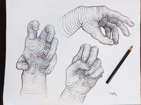 Three Hands - pencil on paper.   A project I did with my students using cross contour lines to give form to the shape of hands. Cross Contour Line Drawing Hand, Hand Contour Line Drawing, Contour Hand Drawing, Hand Contour Drawing, Cross Contour Line Drawing, Cross Contour, Contour Line Art, Contour Drawings, Sketchbook Assignments