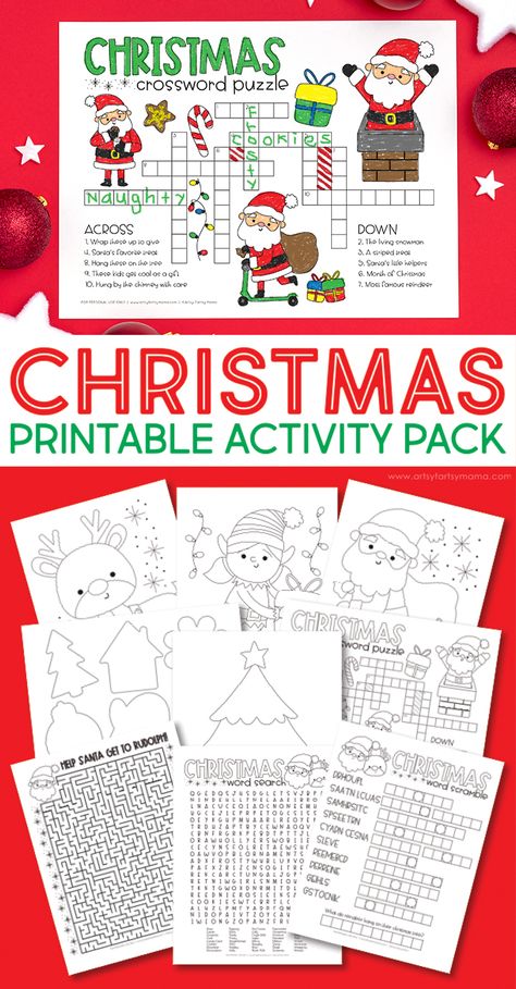 Free Printable Christmas Activity Pack | artsy-fartsy mama Christmas Freebies Printable, Present Template Free Printable, Christmas Worksheets For Kids 1st Grades, Simple Christmas Crafts For Kids Free Printable, Free Printable Christmas Activities, Christmas Printables Free Kids, Christmas Printables Free, Christmas Free Printables, Christmas Printable Activities