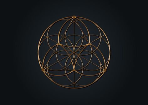 Seed Flower of life lotus icon, yantra mandala sacred geometry, golden symbol of harmony and balance. Mystical talisman, gold lines vector isolated on black background Lotus Icon, Yantra Mandala, Mandala Sacred Geometry, Sacred Geometry Mandala, Yoga Logo, Life Logo, Seed Of Life, Sacred Symbols, Life Symbol