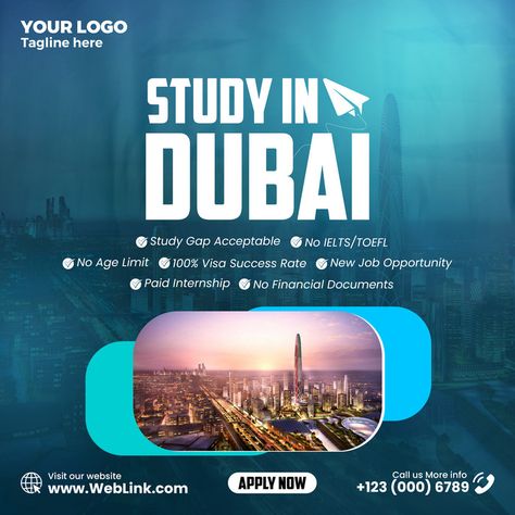 Study In Dubai Or Abroad Poster Banner Premium Template#pikbest##Templates Study Abroad Poster, Dubai Poster, Instagram Square, Photography Movies, Instagram Banner, Instagram Promotion, Social Media Promotion, Poster Banner, Powerpoint Word