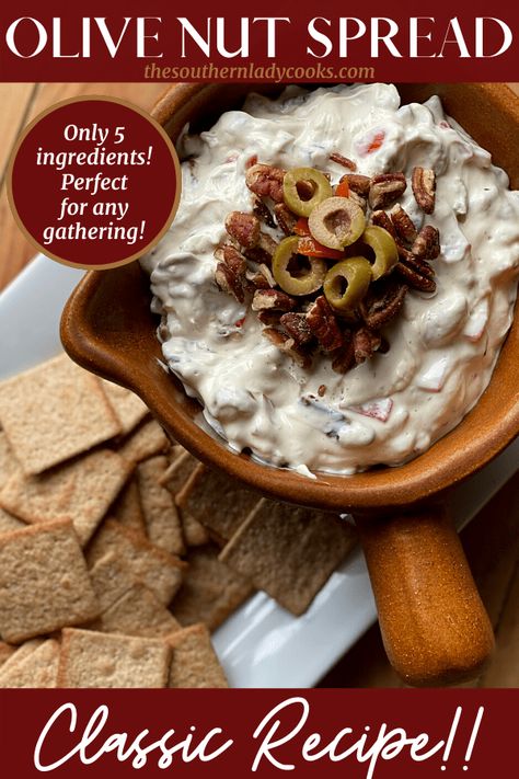 Olive Dip Recipe, Southern Lady Cooks Recipes, Party Appetizer Dips, Cream Cheese Spread Recipes, Cheese Spread Recipes, Olive Spread, The Southern Lady Cooks, Football Appetizers, Southern Lady Cooks