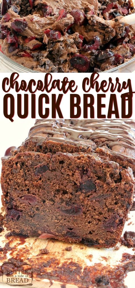 Cherry Pie Filling Quick Bread, Sweet Bread Loaves, Unique Quick Breads, Cherry Quick Bread Recipes, Chocolate Cherry Banana Bread, Easy Quick Cake Recipes Simple, Chocolate Cherry Quick Bread, Cherry Bread Recipe Simple, Flavored Loaf Bread