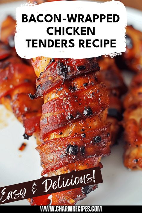 Enjoy these delicious Bacon-Wrapped Chicken Tenders that are perfect for any dinner occasion. The combination of juicy chicken and crispy bacon creates a flavor explosion that everyone will love. The dish is easy to prepare and great for weeknight meals or entertaining guests. Serve these tenders with your favorite dipping sauce for an incredible treat. If you're looking to impress at your next gathering, these bacon-wrapped chicken bites are a sure hit. Try them out and delight your taste buds today! Chicken Tender Wrapped In Bacon, Bacon Wrapped Chicken Nuggets, Bacon Wrapped Chicken Tenders Oven, Bacon Wrap Chicken Tenders, Easy Bacon Wrapped Chicken, Bacon Wrap Chicken Breast, Baked Bacon Wrapped Chicken Tenders, Bacon Wrapped Chicken Tenderloins, Tenderloin Recipes Chicken