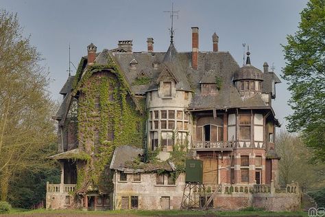 Abandoned Castles, Abandoned Mansion For Sale, Sala Cinema, Mansion Homes, Real Haunted Houses, Mansion Exterior, Old Mansion, Abandoned Mansion, Home For Peculiar Children