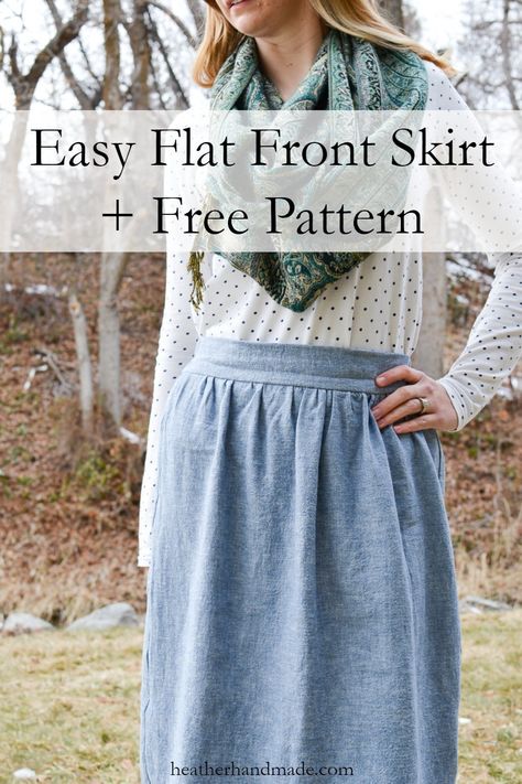 Make an easy flat front skirt with this free sewing pattern and template! The skirt can be made for any size or age, and it's really easy to sew! Cotton Skirt Sewing Pattern, Gathered Skirt Pattern, Womens Skirt Pattern, Free Skirt Pattern, Pola Rok, Easy Clothing, Sewing Patterns Free Women, Sewing Creations, Skirt Tutorial