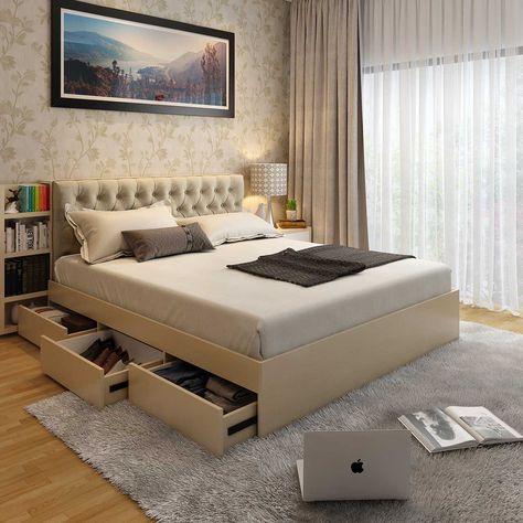 Latest Furniture Trends 2020 Small Apartment Ideas Space Saving, Bed Designs With Storage, Space Saving Furniture Bedroom, Space Saving Bedroom, Bed Drawers, Indian Room, Small Room Design Bedroom, Storage Bedroom, Design Bed