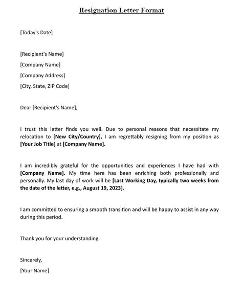 Resignation Letter Sample [Today’s Date] [Recipient’s Name] [Company Name] [Company Address] [City, State, ZIP Code] ... Read moreJob Resignation Letter (Download in Word) The post Job Resignation Letter (Download in Word) appeared first on TechGuruPlus.com. Resignation Letter Format, Last Day At Work, Job Resignation Letter, Resignation Letter Sample, Lettering Download, Letter Find, After High School, Resignation Letter, Letter Sample