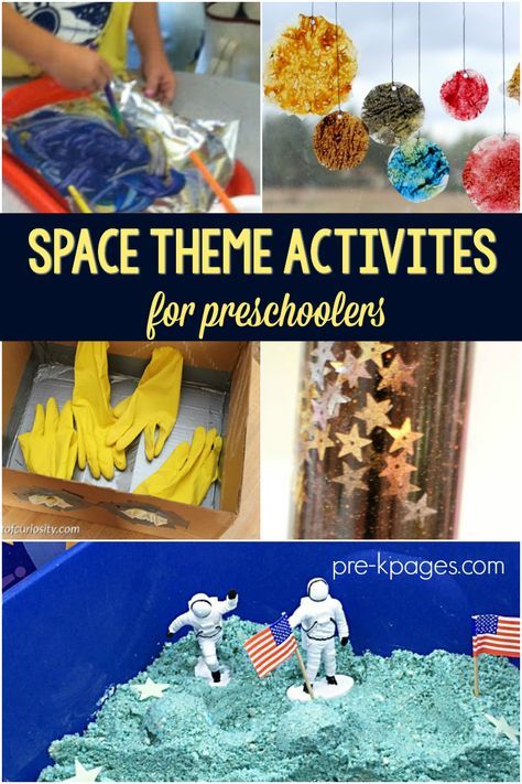 A collection of activities for a preschool, pre-k, or kindergarten classroom for a space theme. Pre-K astronaut and outer space related activities. Space Theme Activities, Space Activities Preschool, Astronaut Activities, Space Lesson Plans, Outer Space Activities, Space Theme Classroom, Space Theme Preschool, Space Activities For Kids, Space Lessons