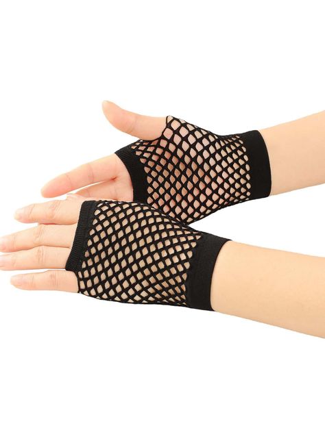 1pair Black Short Fishnet Gloves Cut Out Mesh Fingerless Gloves Punk Style Net Gloves For Nightclub PartyI discovered amazing products on SHEIN.com, come check them out! Black Fishnet Gloves, Fishnet Gloves Aesthetic, Emo Gloves, Net Gloves, Mal Descendants, Fishnet Gloves, Mesh Gloves, Short Gloves, Edgy Jewelry