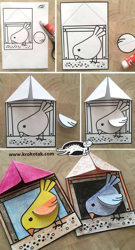 krokotak | Bird Feeder Bird Paper Craft, Winter Crafts Preschool, Bird Craft, Bird Feeder Craft, Winter Preschool, Diy Birds, Bird Crafts, Winter Crafts For Kids, Kraf Diy