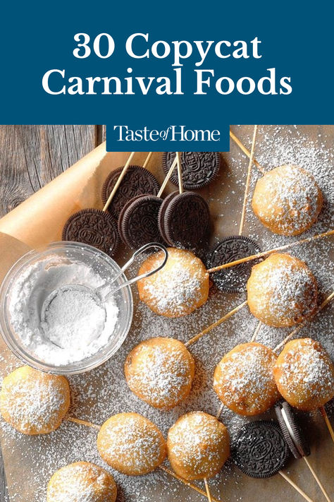 This year skip the long, sweaty lines at the carnival and create your own copycat recipes at home! Carnival Eats Recipes, Carnival Eats, Carnival Foods, Dessert In A Mug, Fair Foods, British Cooking, Fall Meals, Carnival Food, Fair Food