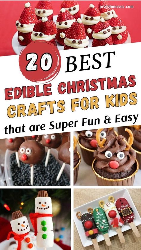 Christmas crafts are such a fun holiday kids' activity - and making cute edible crafts is just another bonus! Nowadays, Christmas decorations can be made in a fun way as a DIY family-bonding project that creates a festive atmosphere in your home! Easy edible Christmas crafts are a great way to create a new family tradition and celebrate the holiday season. Here are 20 ideas for super fun and easy edible Christmas crafts you can make with your kids this year! Edible Christmas Crafts For Kids, Edible Christmas Crafts, Christmas Kids Activities, Christmas Crafts Easy, Christmas Food Crafts, Advent Crafts, Christmas Activities For Families, Cookie Craft, Holiday Kids