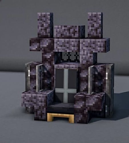 Dragon Tower Minecraft, Minecraft Gothic Decoration, Underground Castle Minecraft, Minecraft Nether Castle Ideas, Minecraft Thrown Chair, Minecraft Fantasy Kingdom, Hallway Minecraft Ideas, Black And Purple Minecraft Builds, Throne In Minecraft