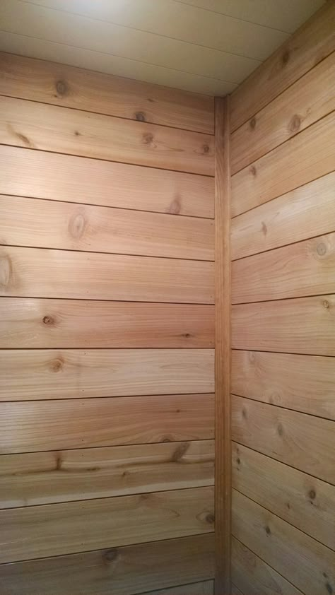 Cedar shiplap walls Cedar Accent Wall Living Room, Cabin Shiplap Walls, Pine Siding Interior Walls, Interior Cedar Walls, Cedar Shiplap Wall, Cedar Walls Interior Living Room, Natural Shiplap Wall, Natural Wood Shiplap Wall, Oak Shiplap Wall