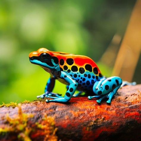 Colorful rainforest poison dart frog, generative AI stock photo Frog Reference, Strawberry Poison Dart Frog, Rainforest Frog, Poison Dart Frog, Dart Frogs, Cardboard Craft, Poison Dart, Author Branding, Dart Frog